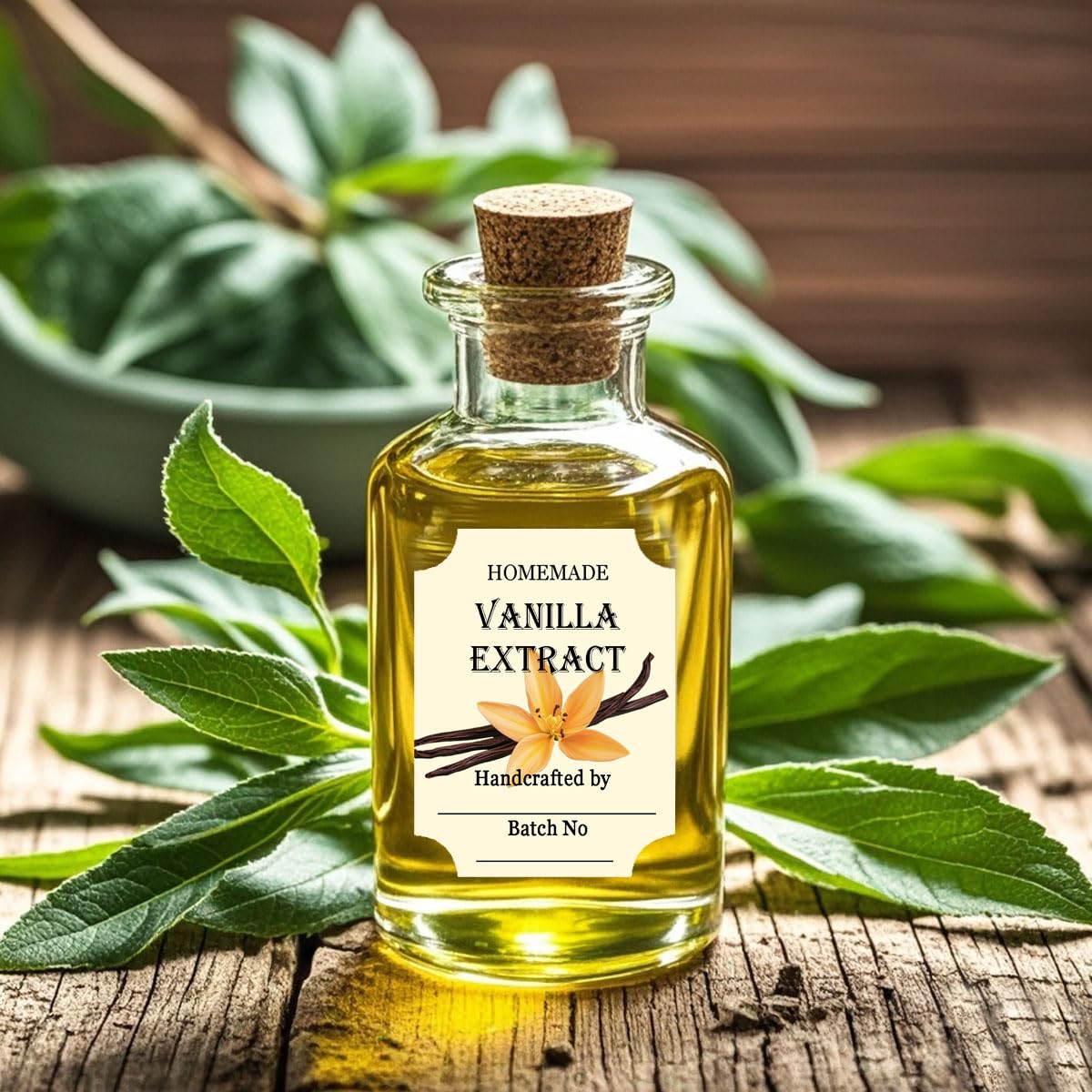 40 Pcs Vanilla Extract Labels 2 * 3 Inch Handmade Stickers for Homemade Honeys or Extracts, Handcrafted Bottles, Bottle Label