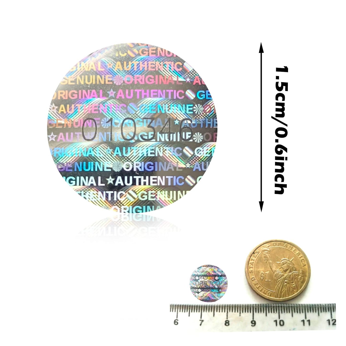 360pcs Security Tamper Evident Seal Warranty Void Original Genuine Authentic Hologram Labels/Stickers / Unique Sequential Serial Numbering Tamper Proof Stickers(0.6inch,Silver,GQYH)
