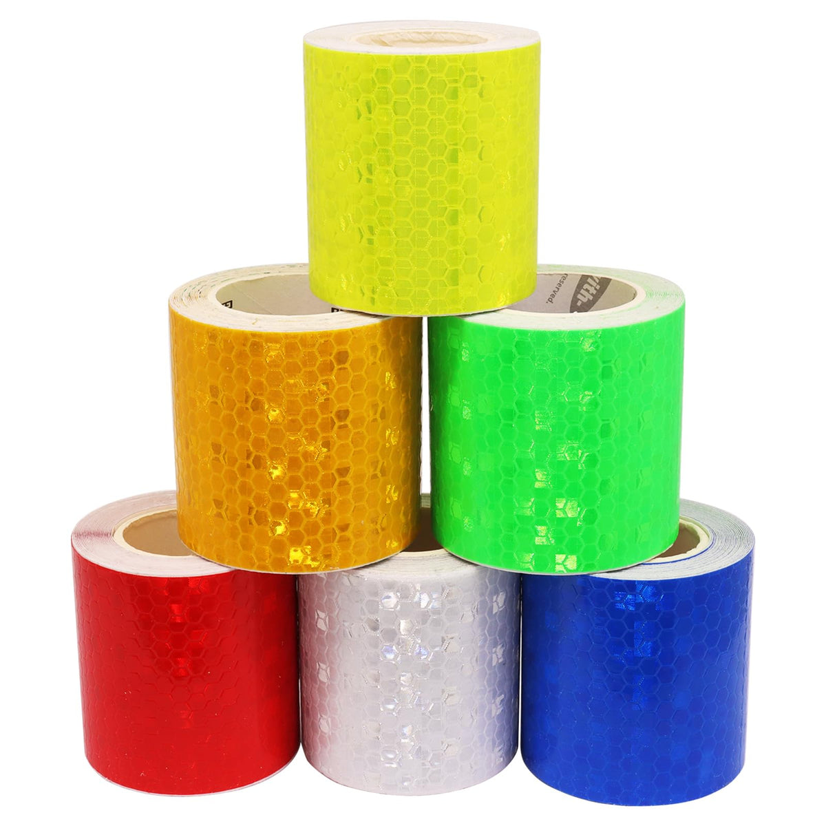 6 Rolls Reflective Tape, High-Visibility Waterproof Self-Adhesive Safety Strips for Outdoor Use on Clothing, Vehicles, and Trailers(Multicolor,2 Inch) 2 Inch
