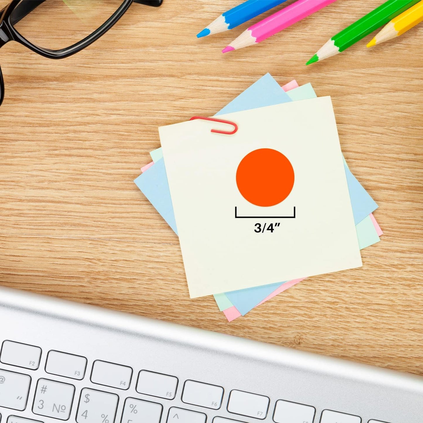 ChromaLabel 0.75 Inch Arrow Dot Labels, 1000 Stickers per Dispenser Box, Fluorescent Red Orange