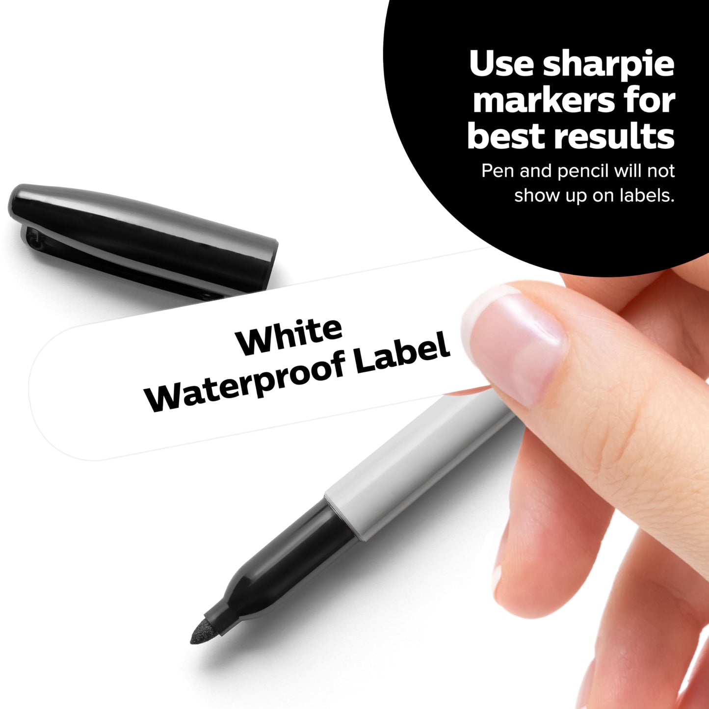 ThreeKin Waterproof Labels for Bottles & Containers - 72 Custom Stickers | All-Purpose & Personalizable | Dishwasher, Freezer & Microwave Safe | BPA-Free | USA-Owned (White) White