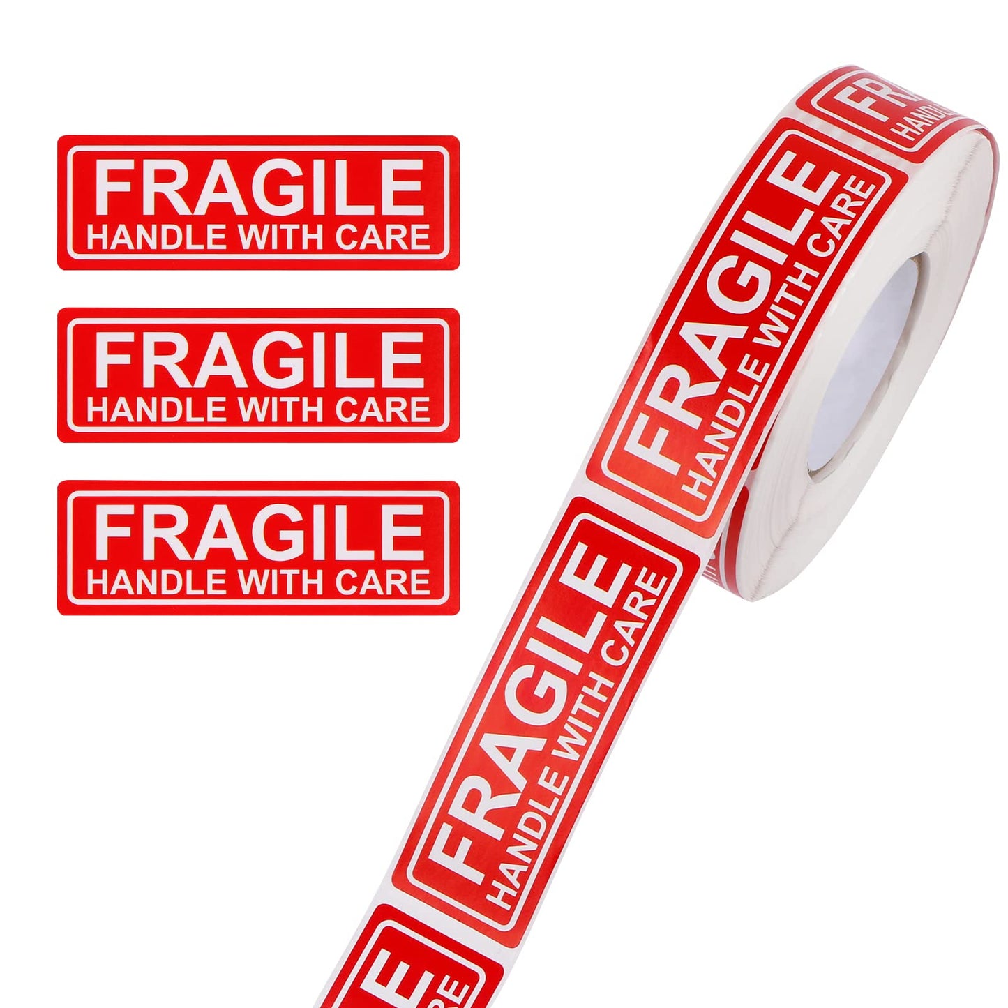 1" X 3" Fragile Handle with Care Warning Stickers for Shipping Moving and Packing, 500 Pcs Permanent Adhesive Labels, 1 Roll