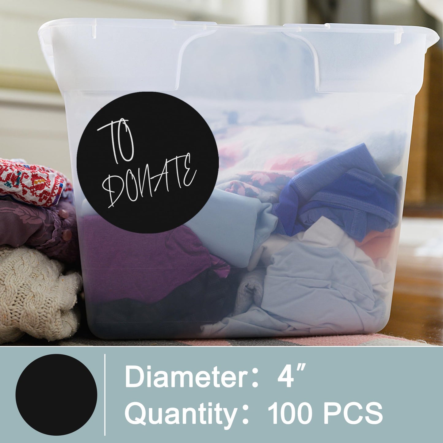 4 inch Circle Stickers Dot Label Color Coding Labels Adhesive Round Label 100 Dot Stickers, Black Color