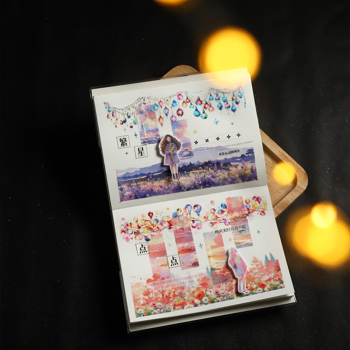 Light Surround PET Tape Set, 6 Rolls Holographic Ephemera for Junk Journaling, Scrapbooking, Crafting, DIY Projects, Diaries, and Art Supplies Light Surround