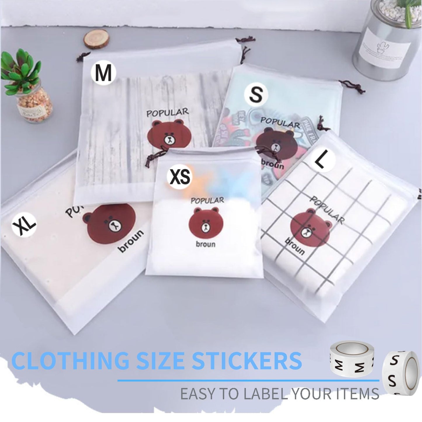 Round Clothing Size Stickers for T-Shirts 3500 PCS 7 Sizes, Trousers, Skirts | Self Adhesive Size Labels, XS to XXXL, Ideal for Retail and Apparel