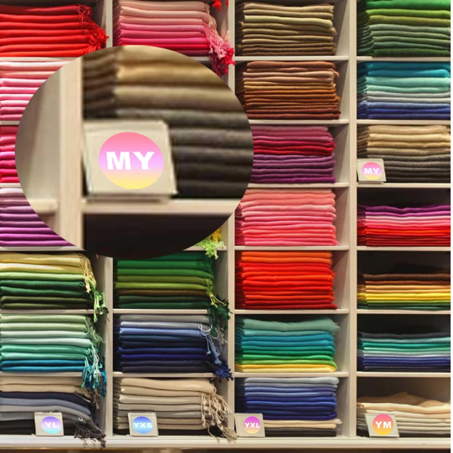 1000 Pcs Youth Clothings Size Sticker Clothing Size Stickers Labels - 1 Inch Colorful YXS YXL YS YM YL Size Stickers for Clothing T Shirts Retail Apparel