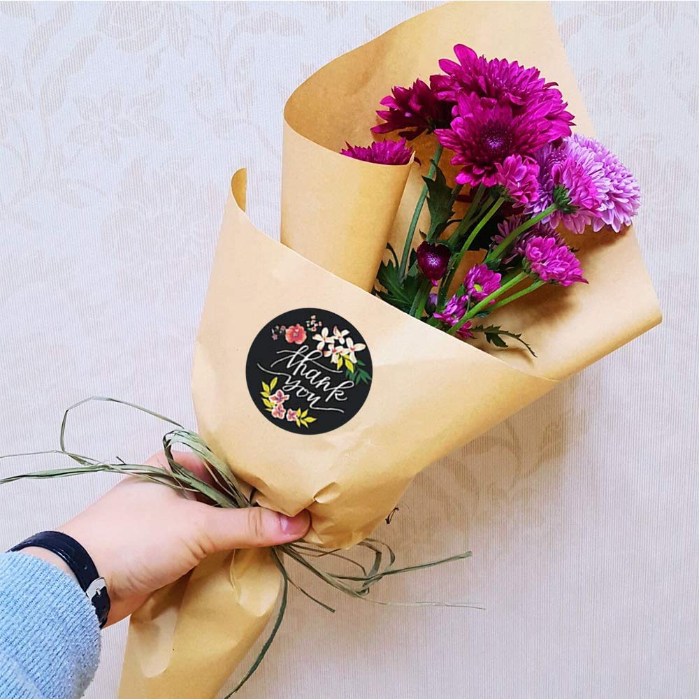 2" Thank You Stickers Roll, 8 Designs 50 mm Round Big Packaging Stickers, 500 Pcs Thank You Labels for Business Merchandise Bags, Packaging Boxes, Gifts, Envelopes and Receipts