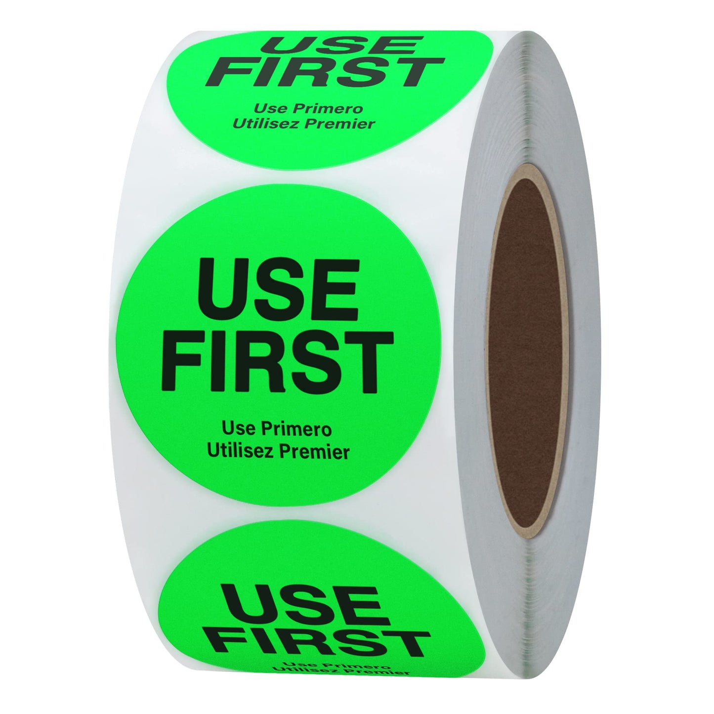 500 Pcs 1.5" Use First Stickers Small Stickers Circle Label Dot Labels Fluorescent Paper, Fluorescent Green
