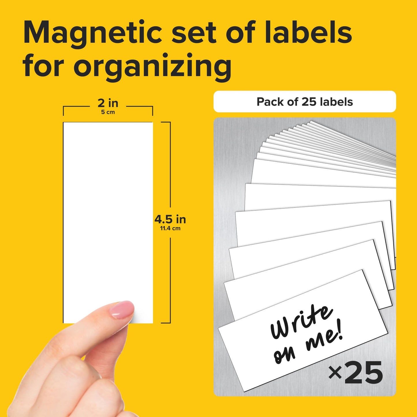 X-bet MAGNET Dry Erase Magnetic Labels 25 pcs 2x4.5 - Reusable Sticky Notes - Magnetic Notepads for Refrigerator - Dry Erase Magnetic Sheets - Blank Magnet Stickers - Used for Whiteboard, Classroom 25 PCs (2"x4.5") White