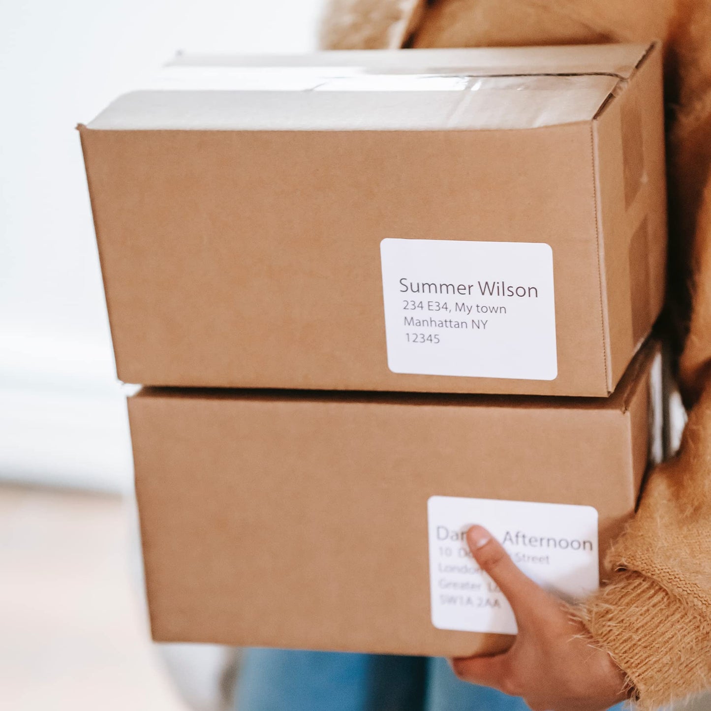 Blank Labels Address Barcode Shipping Labels, 4" x 3.33" (4 x 3-1/3) Permanent White Matte Label, Inkjet and Laser Printer Guaranteed Made in USA, 6 Labels Per Sheet- 100 Sheets - 600 Labels