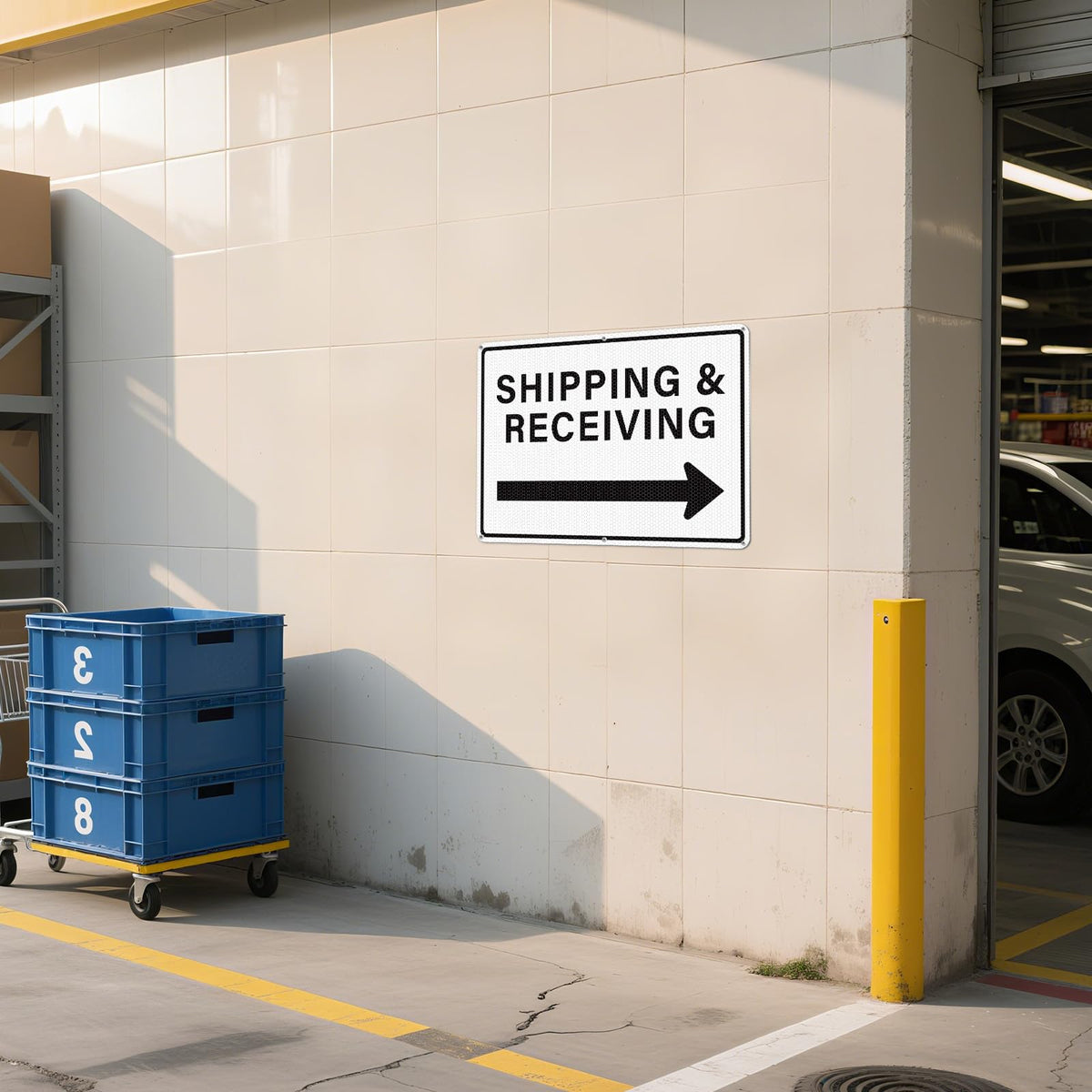 2 Pack Shipping and Receiving Sign with Right Arrow 12" x 18" Reflective Aluminum Metal Signs Rust-Free for Warehouses Factories Loading Docks and Business Use White-Right Arrow