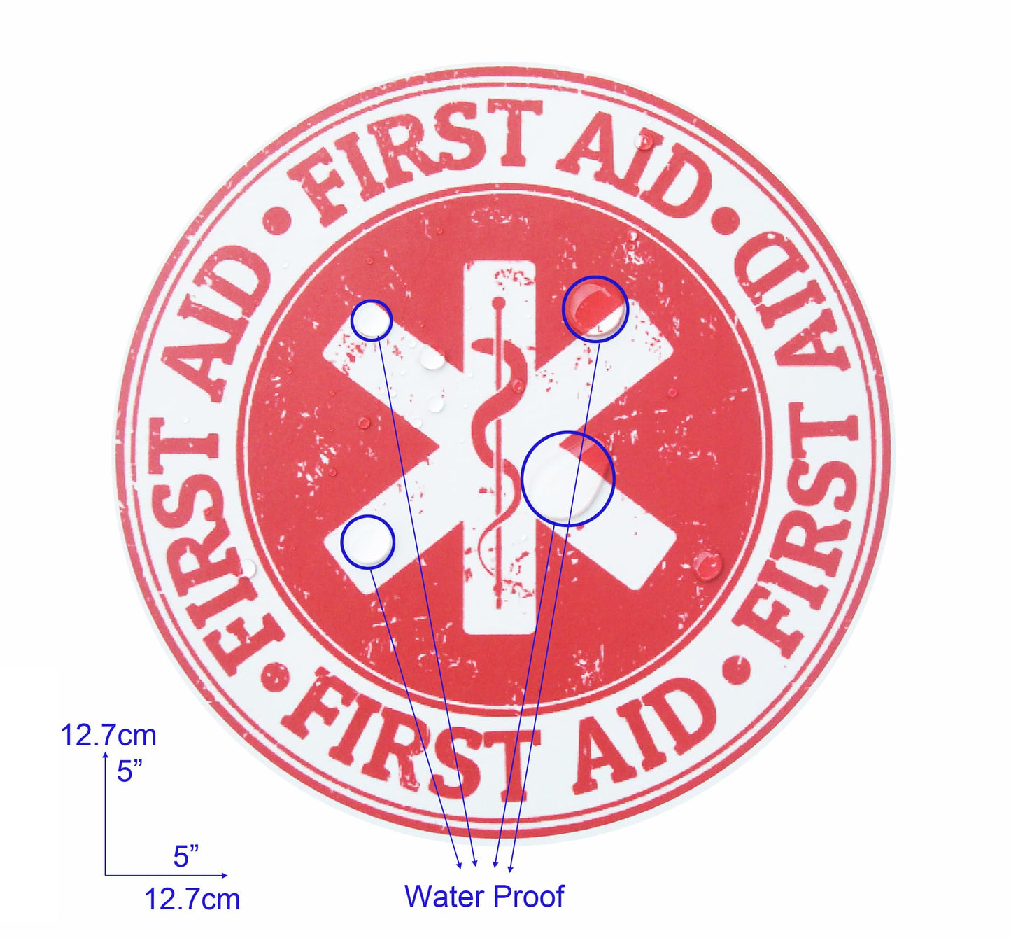 10 pcs 5'' X 5" First Aid Emergency Medicine Symbol Stamp Sticker Decal Design,Bubble Free Self Adhesive Stickers,Waterproof Emergency Treatment Labels
