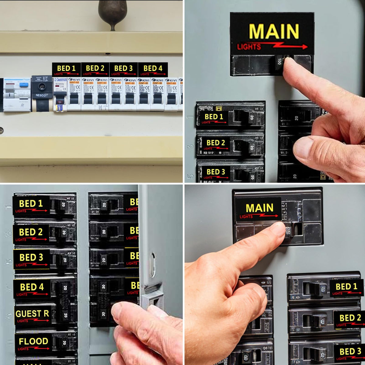 9 Sheets (1161pcs) Electric Panel Labels, Waterproof Easy to Read Breaker Box Labels, Durable Breaker Panel Label, for Home Office, Electrician Catalog Load Center, Black