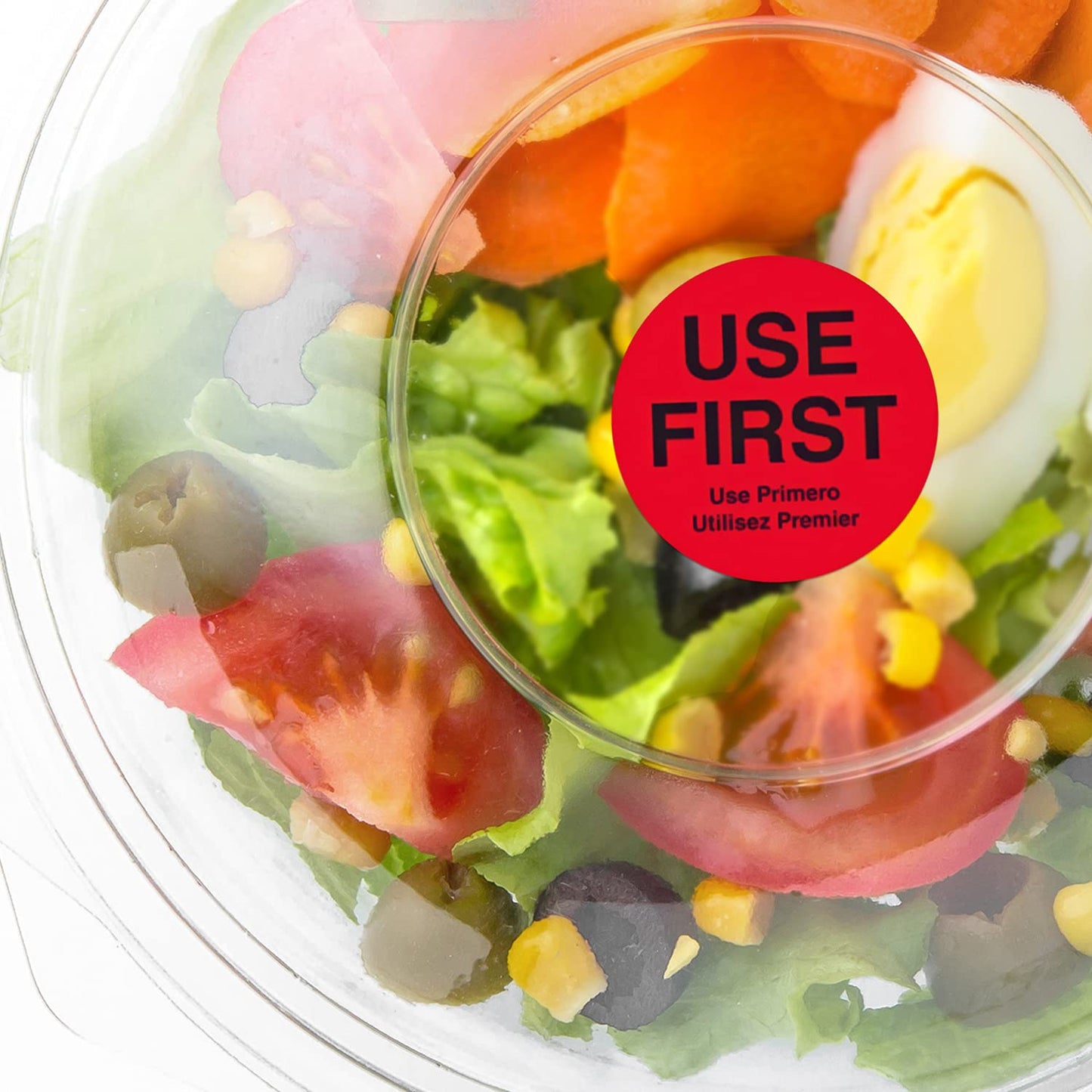 2" Round Use First Stickers / 500 Red Removable Circle Labels/Trilingual Small Business Sticker / 2 Inch Use 1st Label/Made in The USA 2”