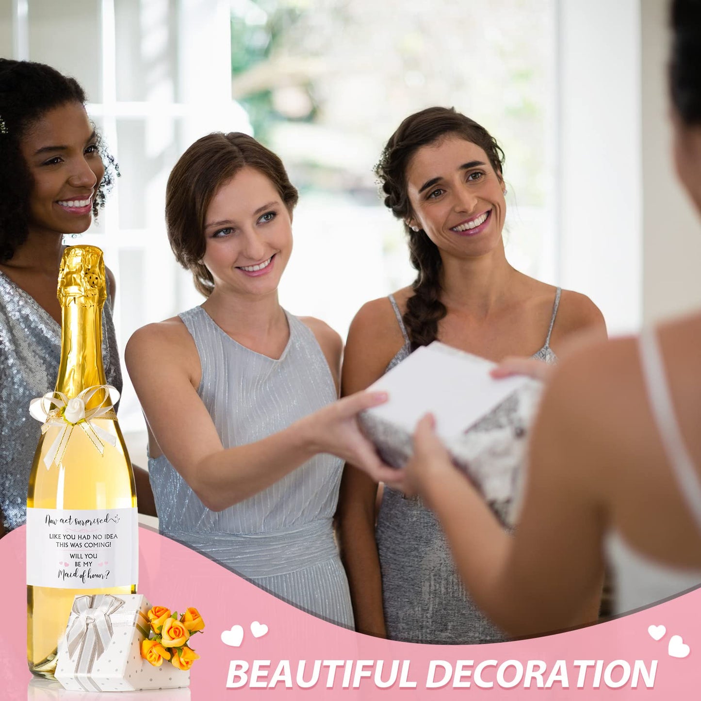 Yexiya 20 Pieces Bridesmaid Sticker for Mini Champagne Bottles - Proposal Ask Wine Labels, Bridal Party Maid of Honor Waterproof Stickers (Will You Be My Bridesmaid)