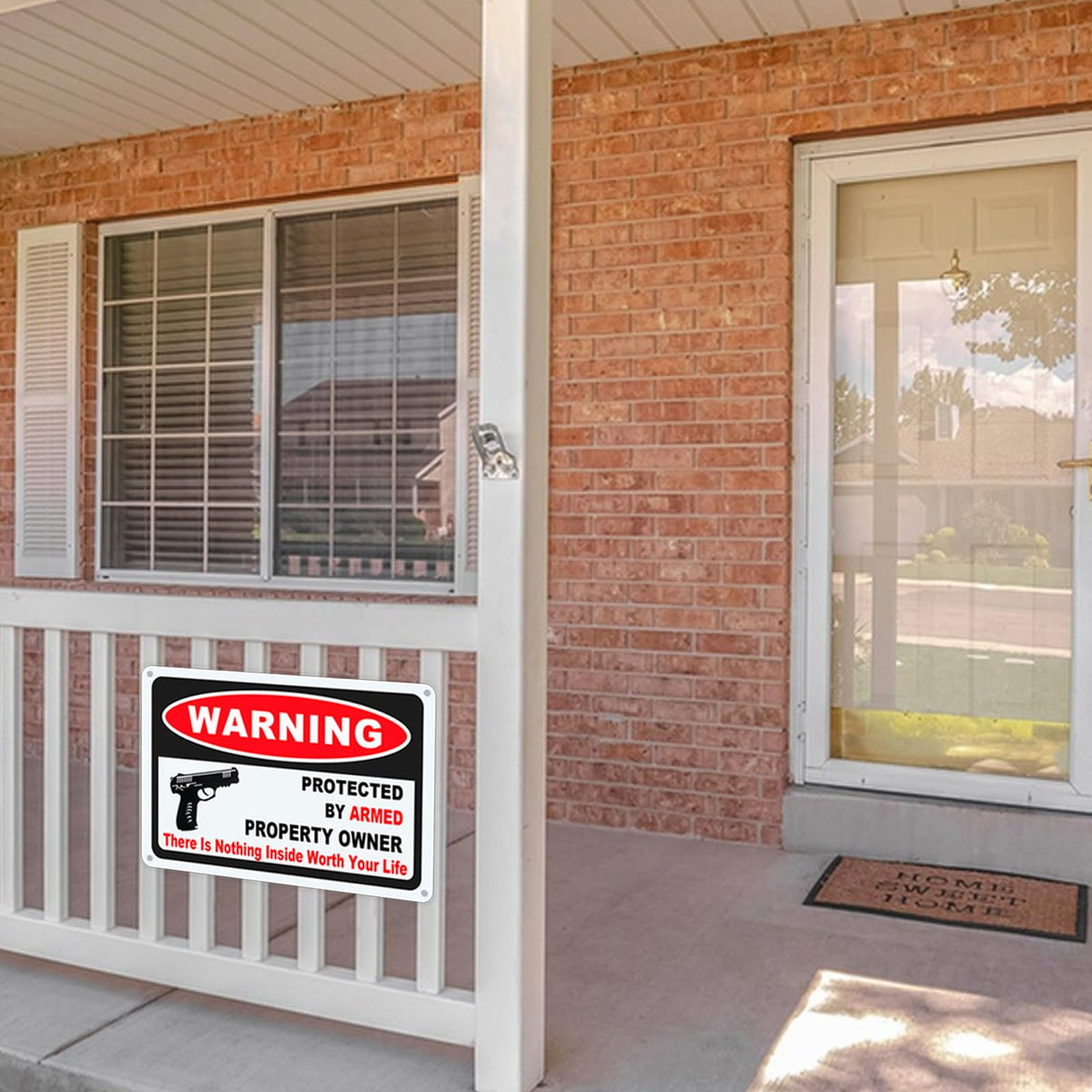 2Pcs 10 x 7 Inch Gun Sign The Owner of This Property is Armed Signs Warning Sign Reflective Signs Rust Free Aluminum
