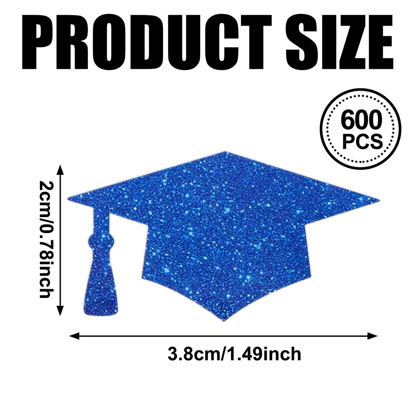 Waline Blue Graduation Cap Stickers - Laser Silver Sealing Labels, Self-Adhesive, 1.5x0.8 Inch