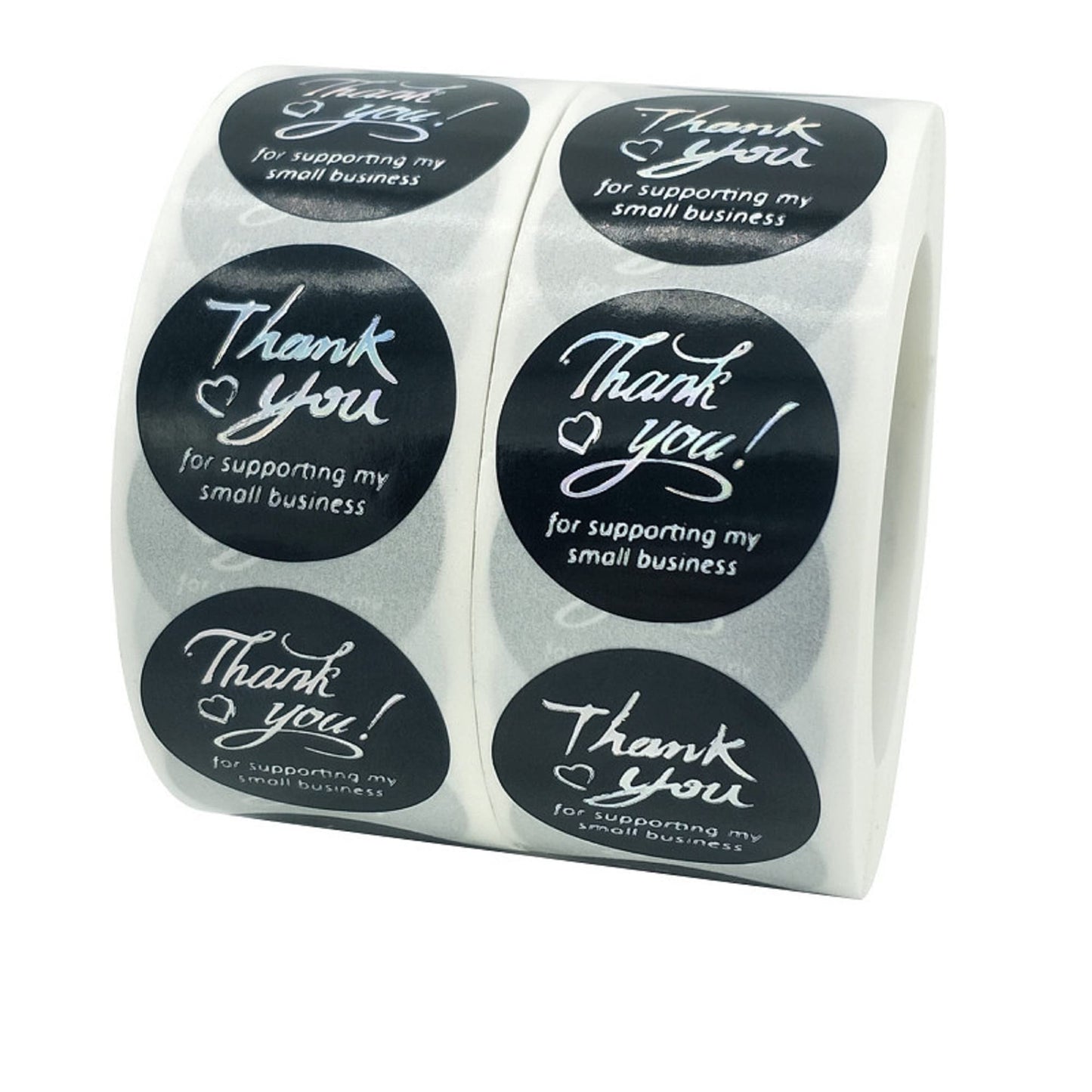 N’icePackaging – 500 Qty – 1.5 inch Thank You for Supporting My Small Business Stickers – Self-Adhesive – for Decoration/Sales/Branding/Envelopes (Black w/Silver Text) Black W/ Silver Text