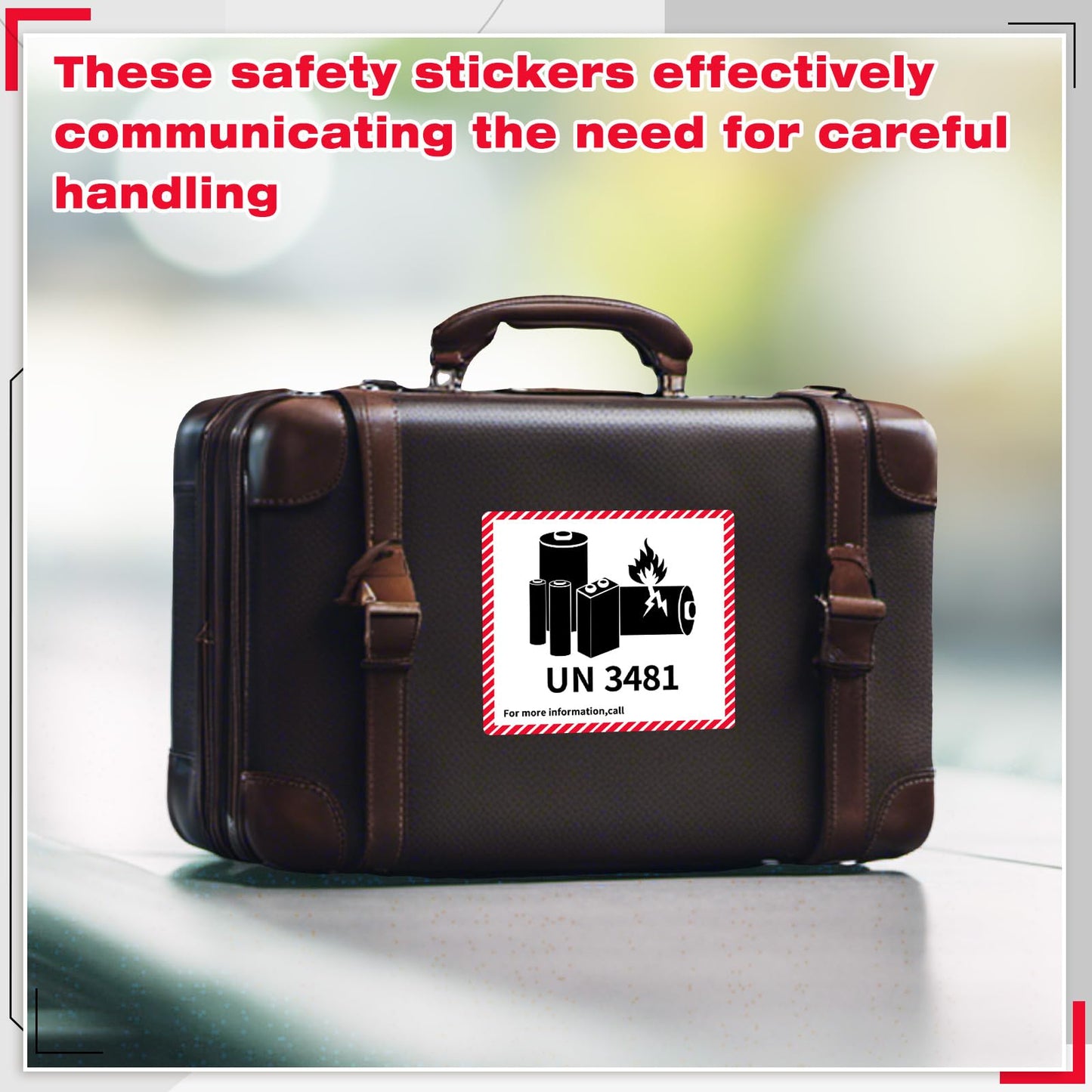 100 Pcs Lithium Ion Battery Caution Labels Un3481 Transport Caution Warning Stickers 4.7 x 4.3 Fragile Stickers for Shipping Lithium Batteries Strong Adhesive Safety 100
