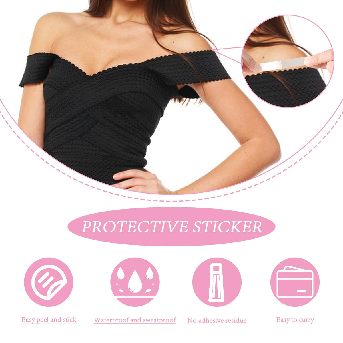 6 Rolls Double Sided Fashion Tape with Dispenser, Clear Body Tape for Skin, Clothing Tape to Keep Clothes in Place, Invisible Fabric Hem Tape for Dress Bra Women (19.6 Ft)