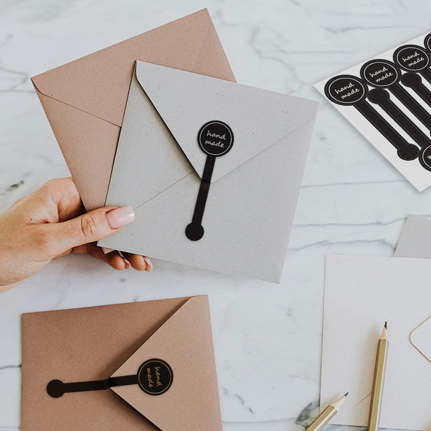 500pcs Handmade Food Baking Seal Stickers, Black Foil Self Adhesive Bakery Stickers, 3.9in Long Strip Tamper-Proof Packaging Sealing Labels for Lollipop Cake Cookie Bread Black & Foil (500pcs-3.9in Long)