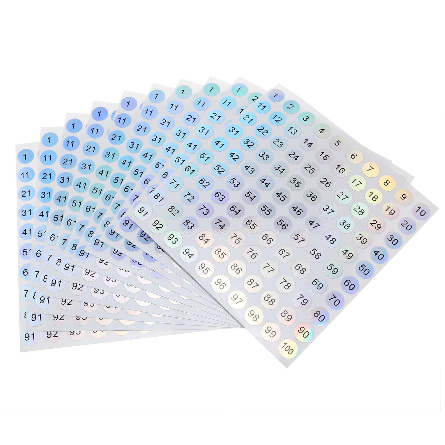 1-100 Serial Circular Laser Digital Sticker Number Stickers Self-Adhesive Label Sticker Diameter 10mm for Home School Office Decoration -10pcs