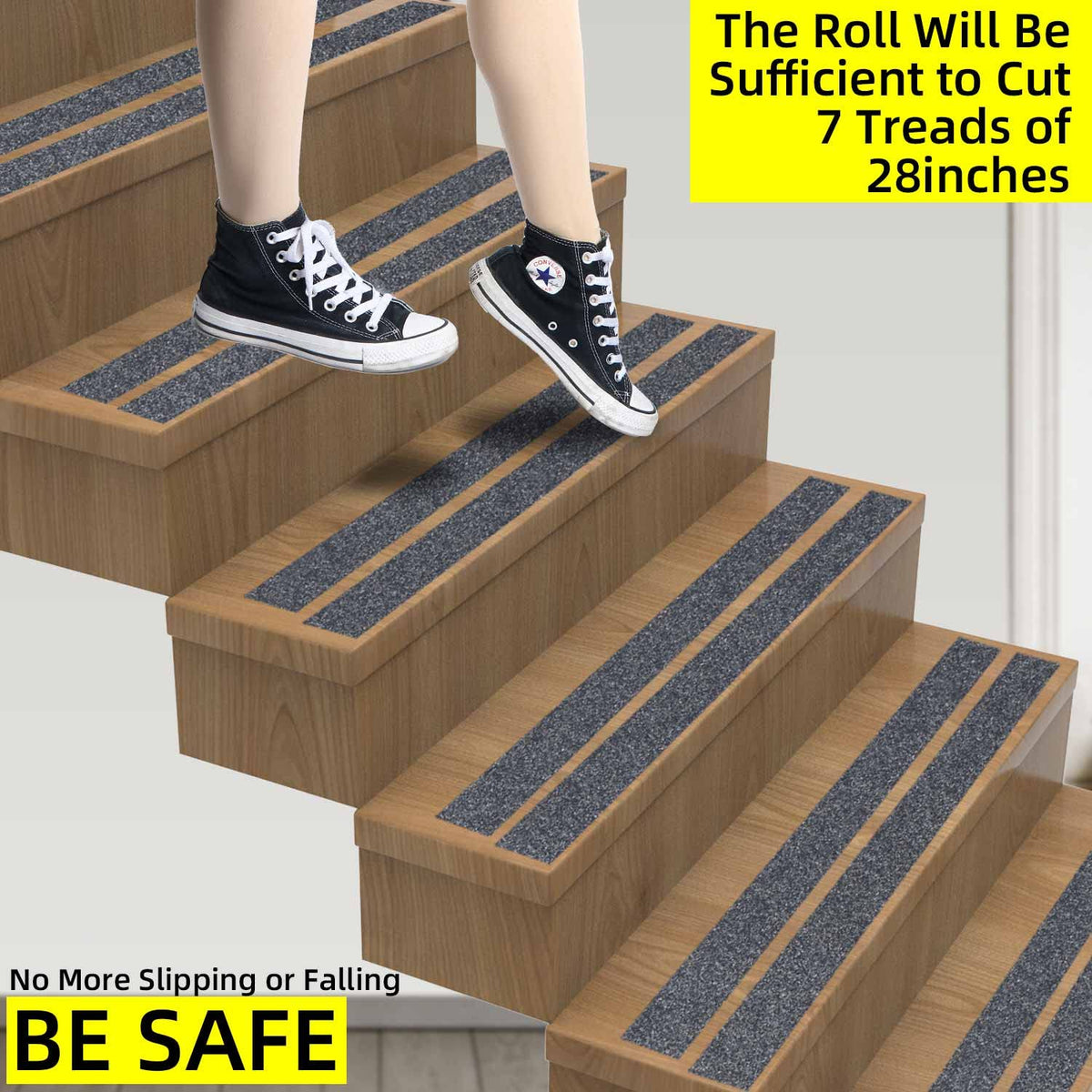 Anti Slip Tape, 2in x 16.4ft Non Skid Frosted Tape for Stairs,Hardwood Floor,Indoor and Outdoor Stair Steps Treads, Non Slip Traction Strip, Safety Walk Waterproof, Prevent Slipping,Grey 2inch x 16.4FT Gray