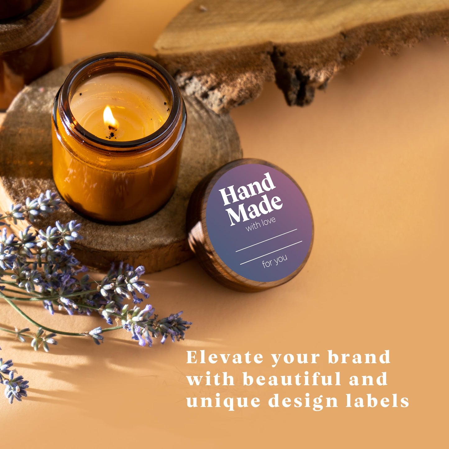 Mobiusea Creation Handmade with Love Labels Roll | Colorful Gradient Design | 2 inch Round Cut | 500 Labels for Homemade Goods, Handmade Stickers, Soap Candle Canning Supplies
