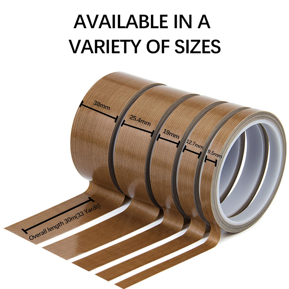 Hoerev 5milx1.5 x33 Yards,Glass Cloth Coated PTFE Adhesive Tape for Non-Stick Surface, 3D Printing, Sealing Machines,Heat Sealer,Drawer Slide Smooth 1 1/2"(38mm)