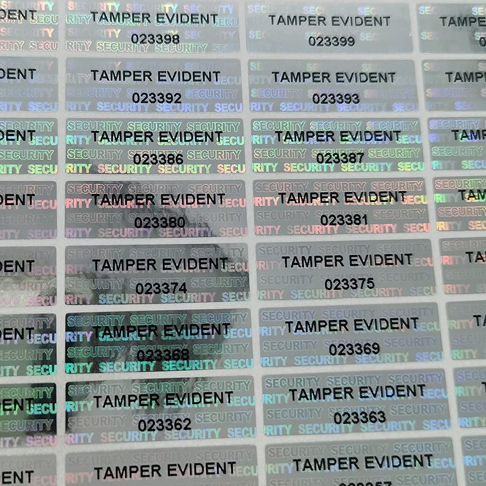 500pcs Void Hologram Security Stickers, Tamper Evident Warranty Holographic Labels, Unique Number(1 inch x 0.3 inch WZRYSEAL) 500