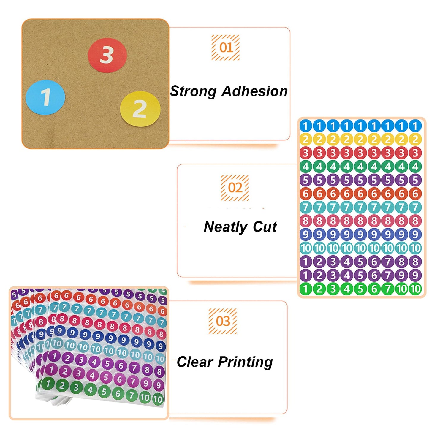 RIVEENY 24 Sheets 1 to 10 Number Stickers Vinyl Consecutive Number Stickers Self Adhesive Decal for Indoor and Outdoor Waterproof Labels Number Inventory Stickers for Inventory Classification Style-b