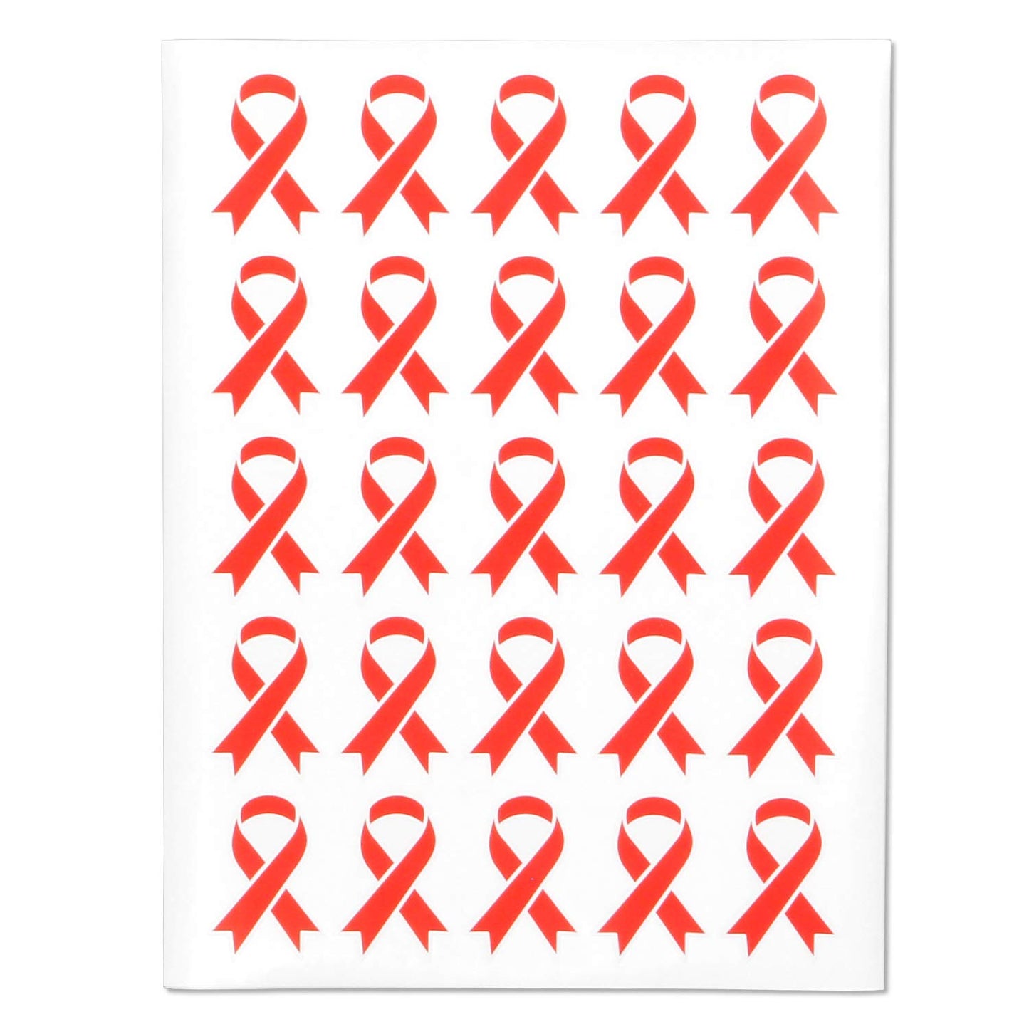 300 Ribbon Labels - Red Ribbon Awareness Stickers - 2 x 1.4 Inch - Say No to Drugs Prevention Fighting Against HIV & AIDS Awareness & Fundraising Heart Disease Stroke Substance Abuse 300 Labels