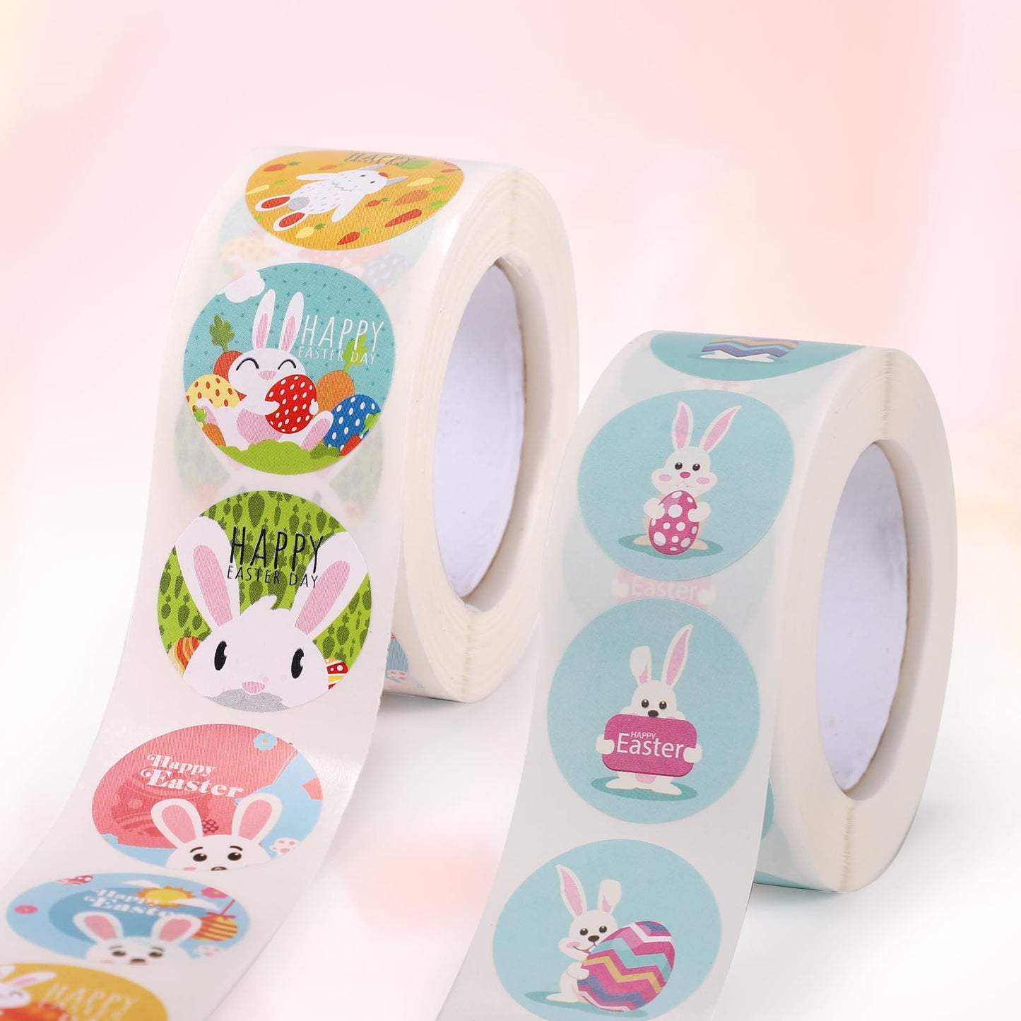 1000pcs Easter Stickers, 1 Inch Diameter Bunny Rabbit Stickers Cute Rabbit Easter Egg Happy Easter Sticker Seals Decals for Scrapbooking Envelope Cards Gift Decorations Supplies