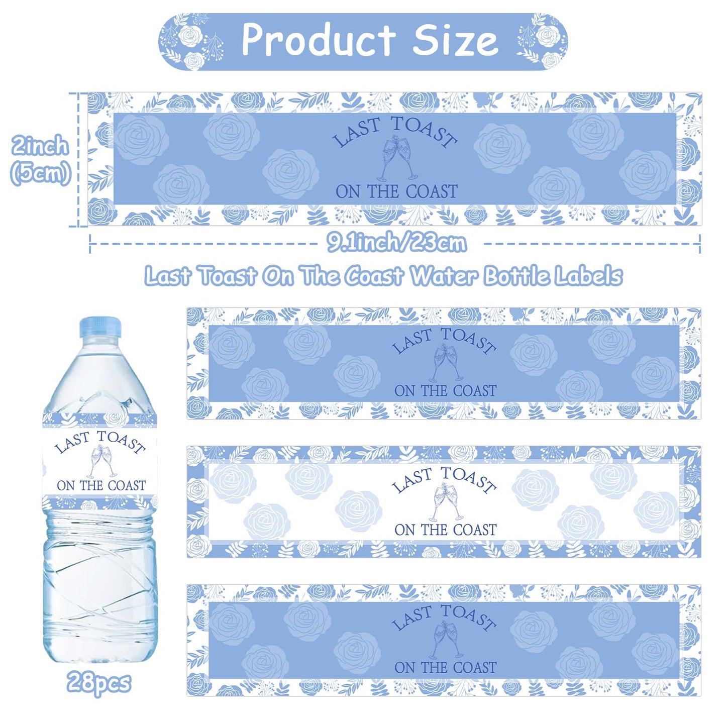Last Toast on The Coast Water Bottle Labels, 28Pcs Coastal Cowgirl Bachelorette Party Favors Summer Beach Weekend Water Bottle Champagne Liquor Sticker Labels Beach Bach Gift Bag Idea Paty Supplies