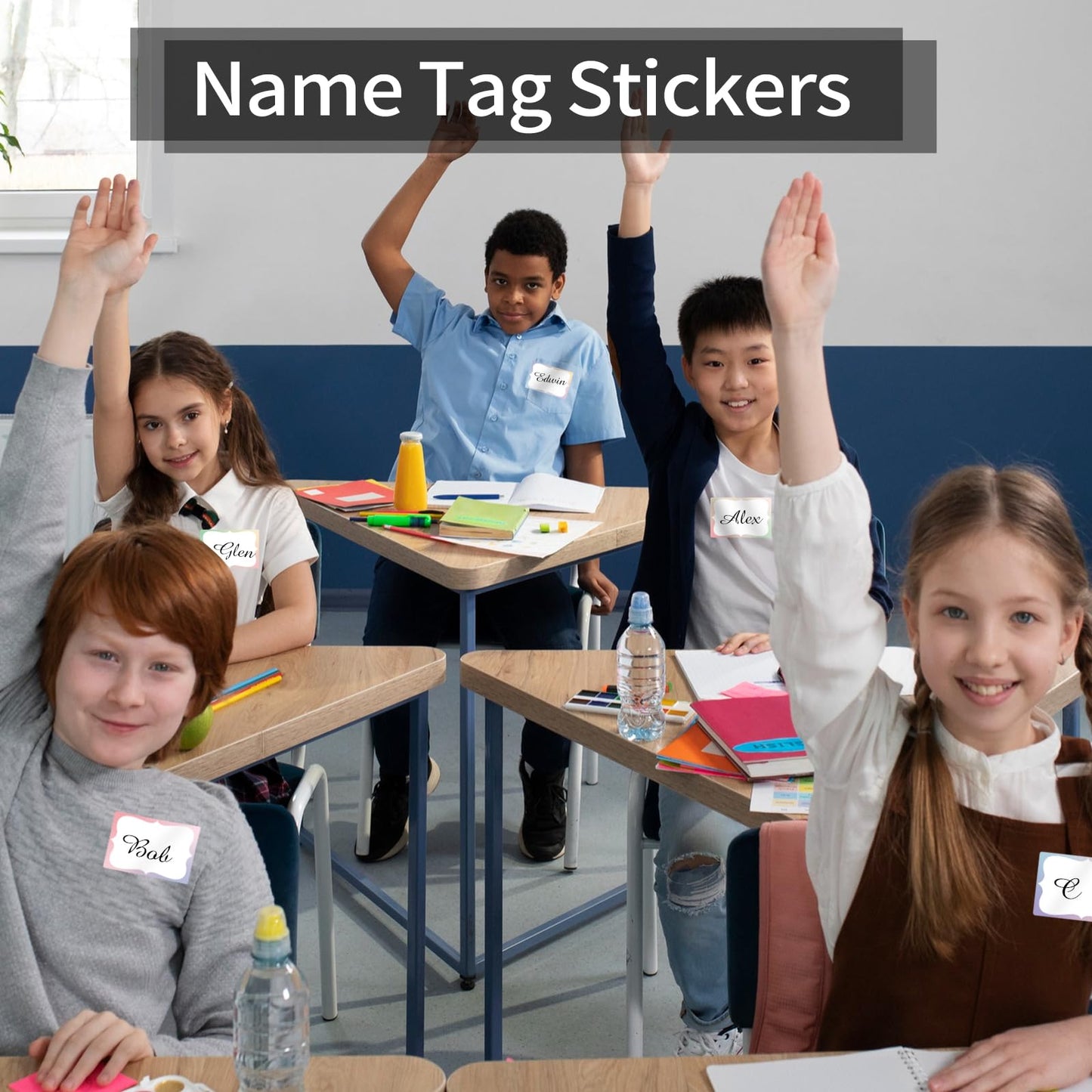 Starboling Gradient Color Plain Stickers, 200 Pcs, 3"x2" Border - Office, School & Home Name Labels 3''x2''