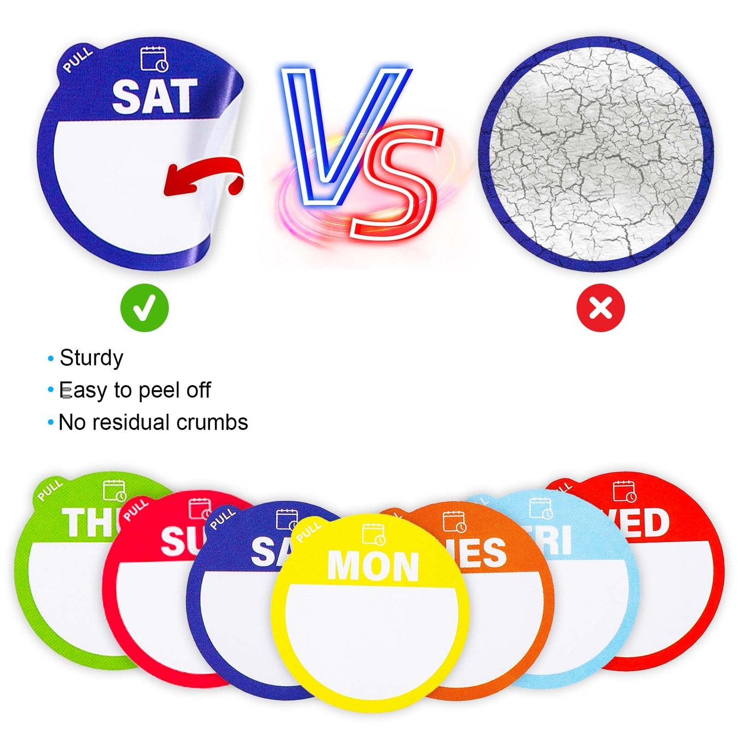 3500pcs Removable Days of The Week Stickers Round, from Monday to Sunday Food Label Weekday Stickers Dissolvable Food Tab Tag Waterproof Expiration Date Decal for Fruit Container Kitchen Restaurant