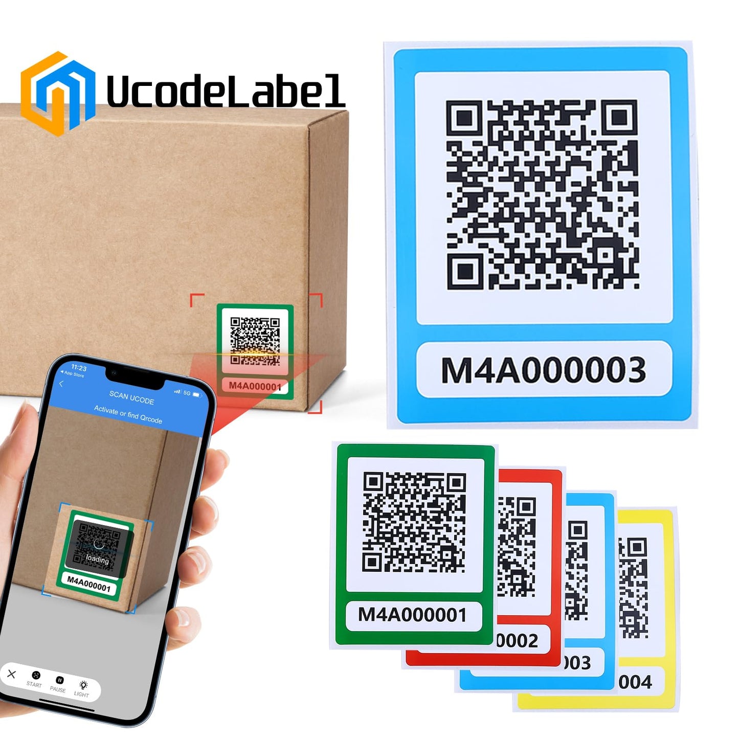 ZbZcYmt QR Code Labels Scannable Stickers for Storage Bins—on iOS & Android App(UcodeLabel)- 50 Labels-Blue Blue-50labels