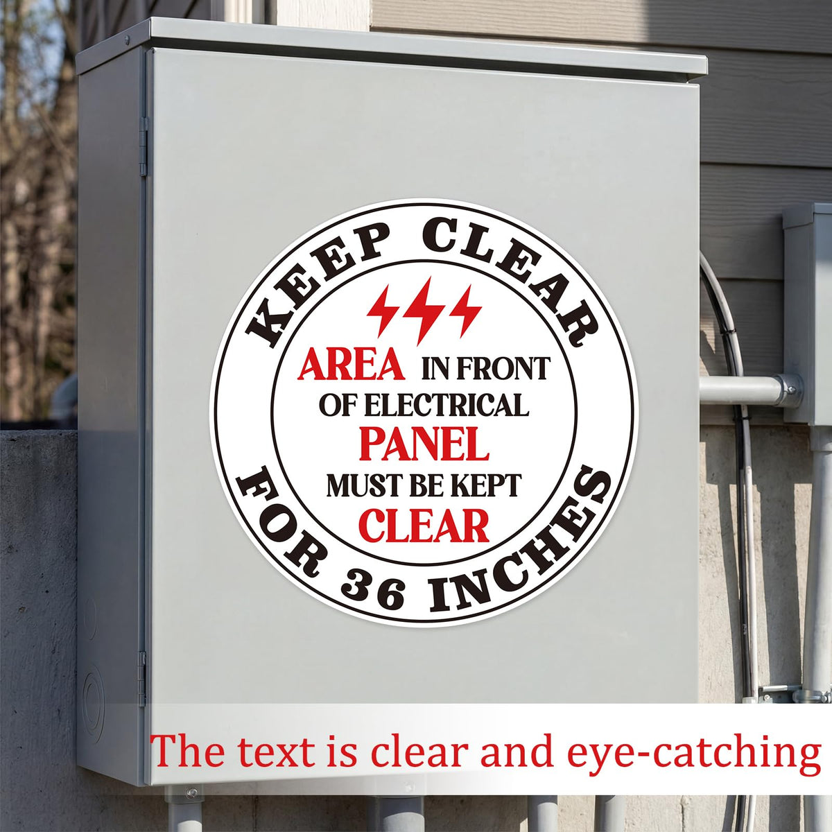 10 Pcs Area in Front of Electrical Panel Must Be Kept Clear for 36 Inches Sticker 17 x 17 Inch Electrical Panel Labels Self Adhesive Waterproof Vinyl Warning Safety Sign for Factory Warehouse