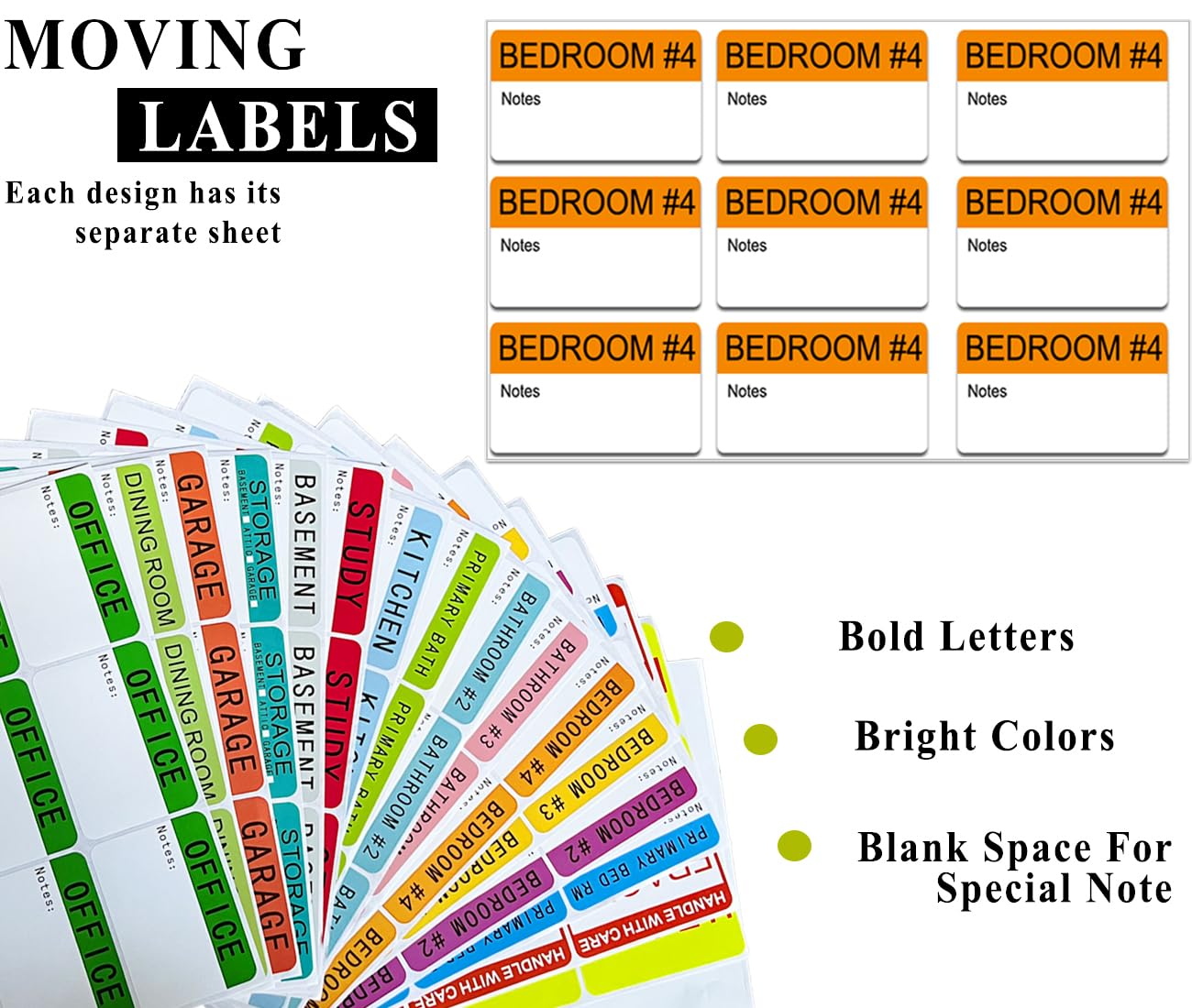 693 Count 2" x 3" Moving Labels for Packing Boxes, 17 Designs Including Fragile, Heavy, and Blank Packing Stickers -Color-Coded Moving Stickers for Home and Office Moving with Writable Notes Areas 2" x 3" | 693 pcs