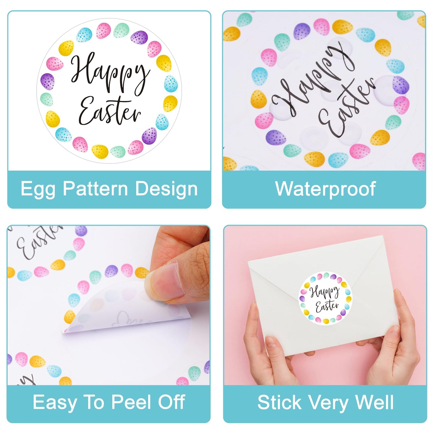 Anwyll Easter Gift Stickers - Happy Easter Day Stickers 60Pcs 2Inch Easters Eggs Sticker Bulk Self-Adhesive Round Easters Seal Label Sticker for Kid Adult Basket Envelope Card Party Decoration Supply