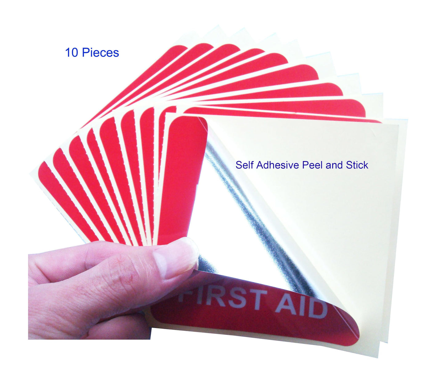 10 pcs First AID Stickers, Waterproof Emergency Treatment Labels, Bubble Free Self Adhesive Peel and Stick Vinyl Decal (10x10 cm) 10x10 cm
