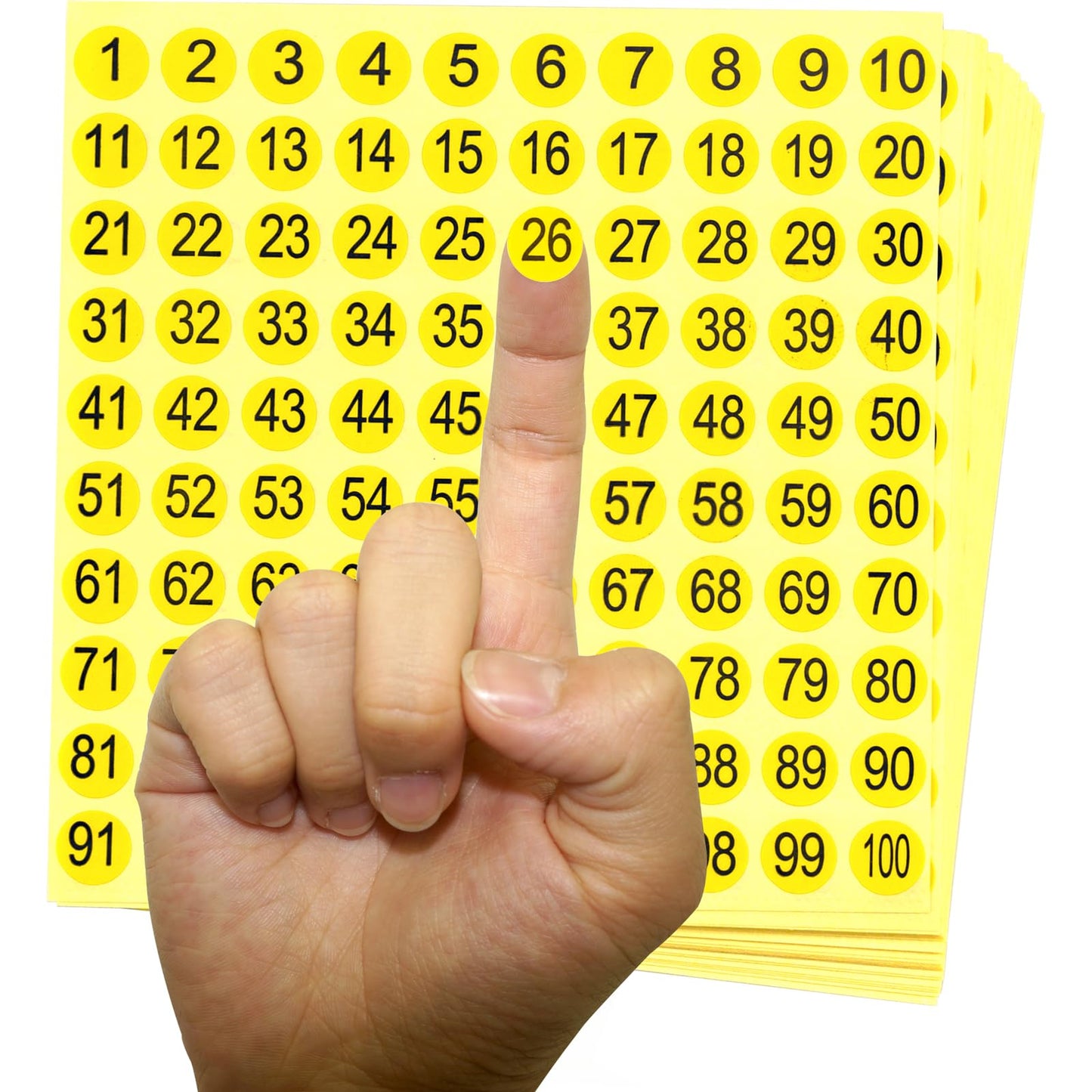 1-100 Round Number Stickers Labels 30 Sets 3000 Self Adhesive Labels Small Consecutive Number Decals Number Signs Inventory Stickers for Storage Organizing (Black Numbers on Yellow Stickers)
