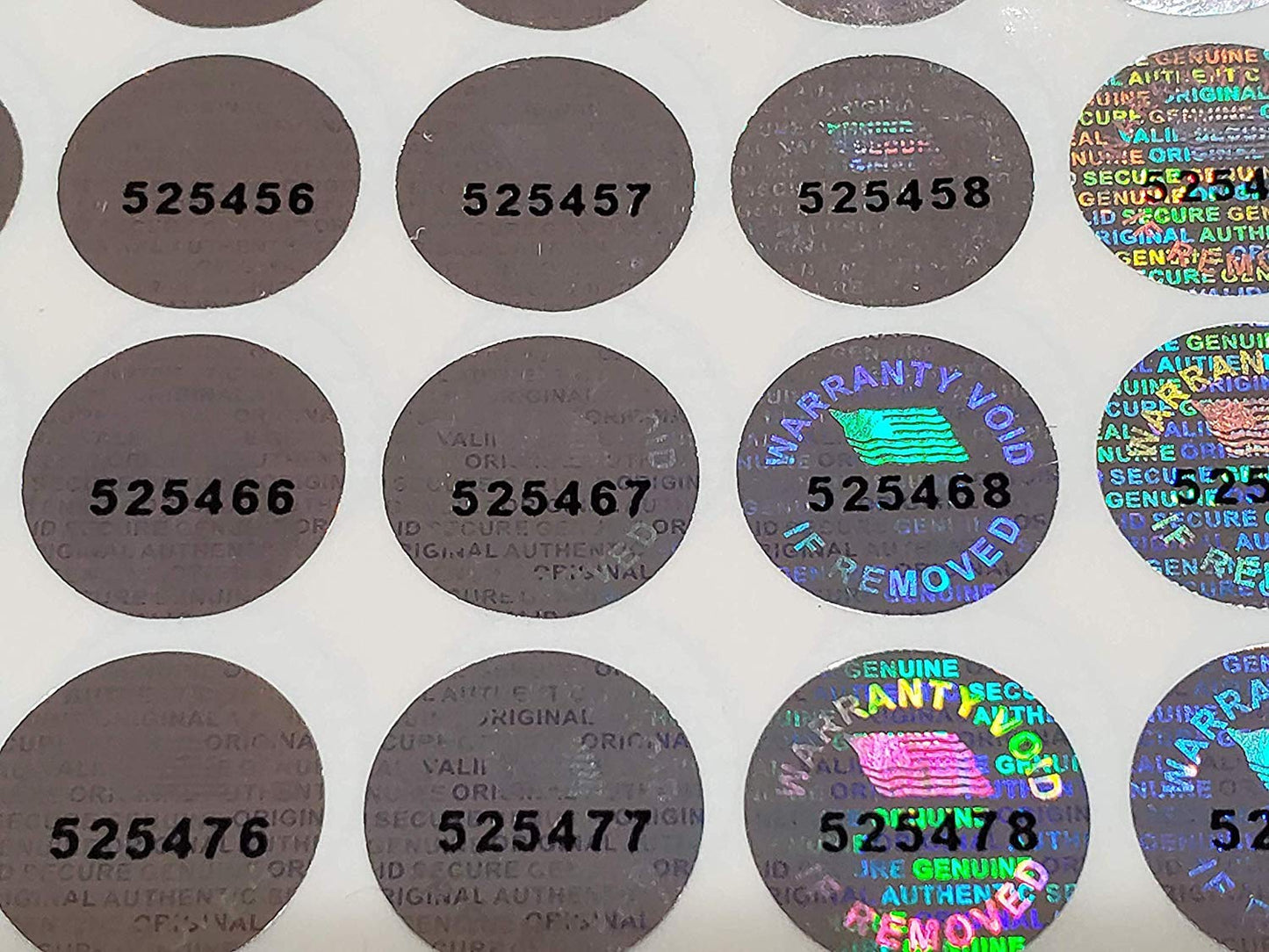 14 MM (0.53 inch) with Serial Number Round Tamper Evident Security Void Hologram Labels Seals Stickers- Maxhologram Brand (100) 100
