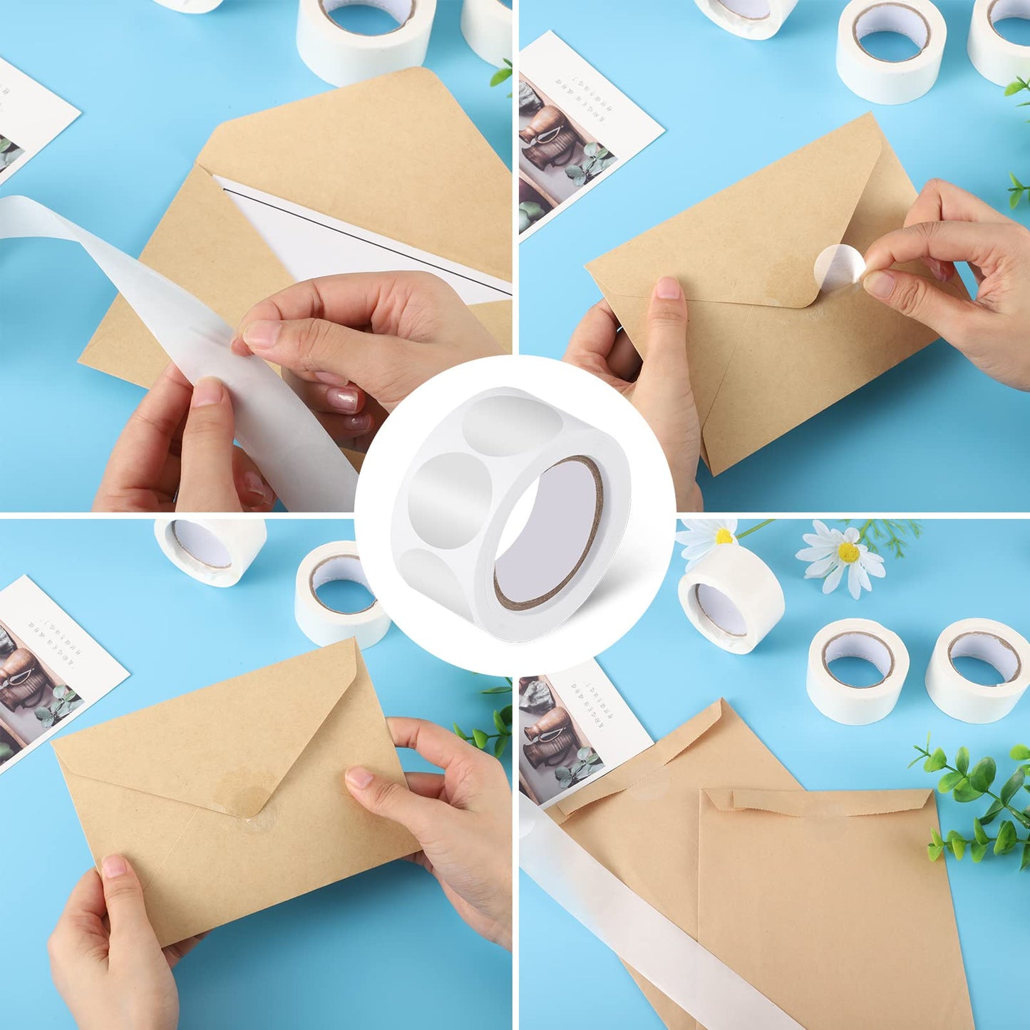 2000 Pcs Clear Round Stickers, 1 inch Clear Circle Stickers Envelopes Seal Sticker Labels Clear Stickers for Envelopes, Box and Gift Packaging (500 Per Roll) 4