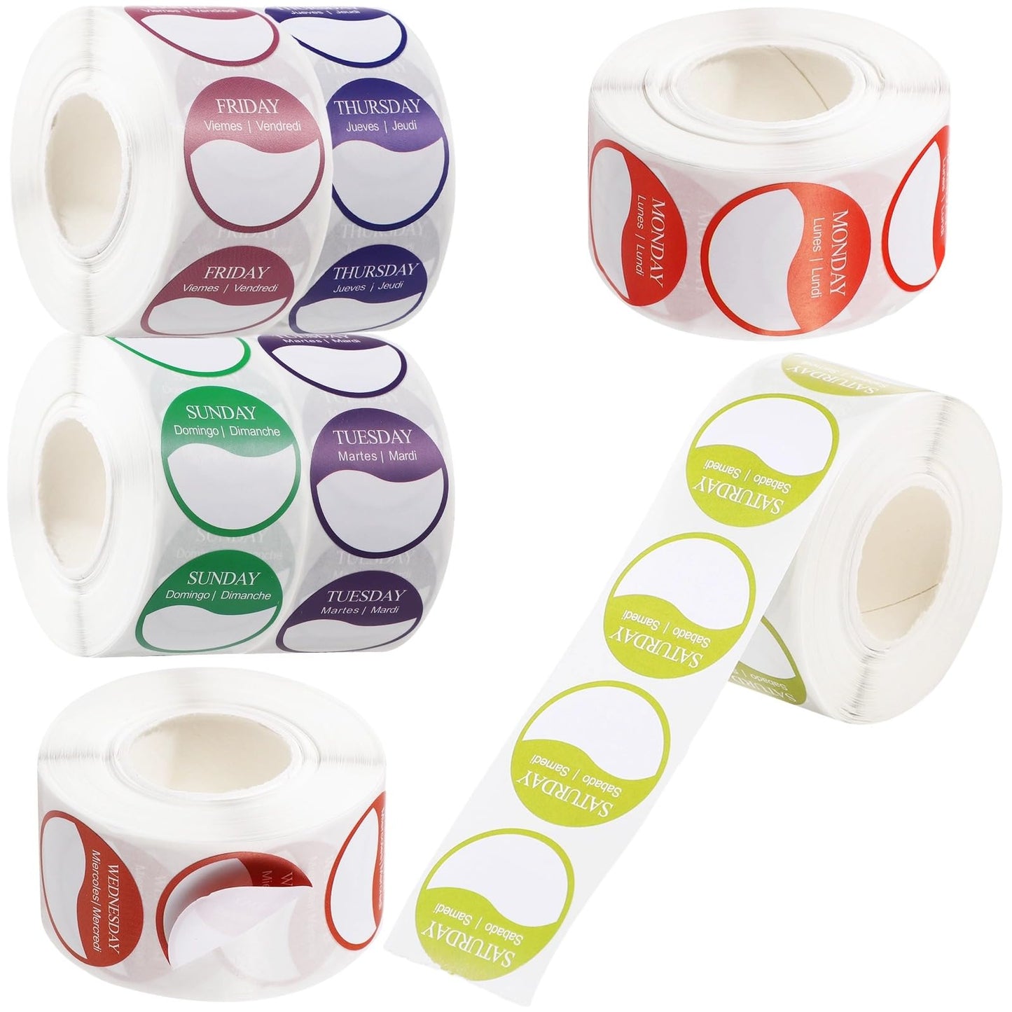 3500 PCS Week Label with Days of Week, Removable Label Dispensers Suit for 1 Inch Writable Stickers, Appealing Day Label Stickers for Storage Organizers Food Containers