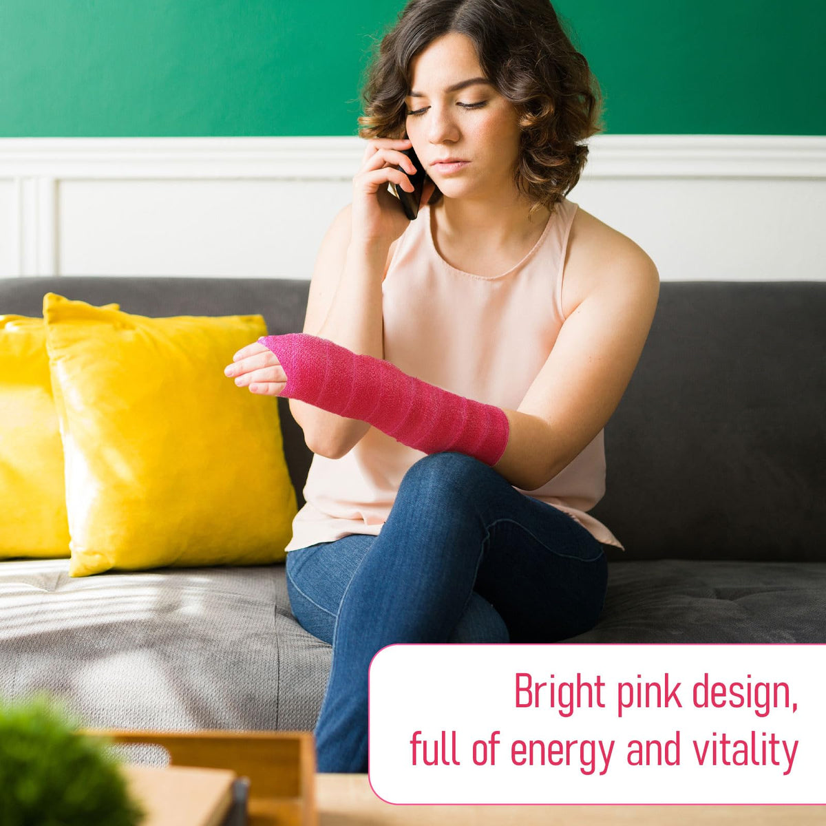 Geiserailie Fiberglass Casting Tape 3 Inch x 12 ft, 4 Rolls Bright Pink Lightweight, Breathable Support Foot Cast Tape for Injury Stabilization, Quick-Setting and Water-Resistant Rose Red