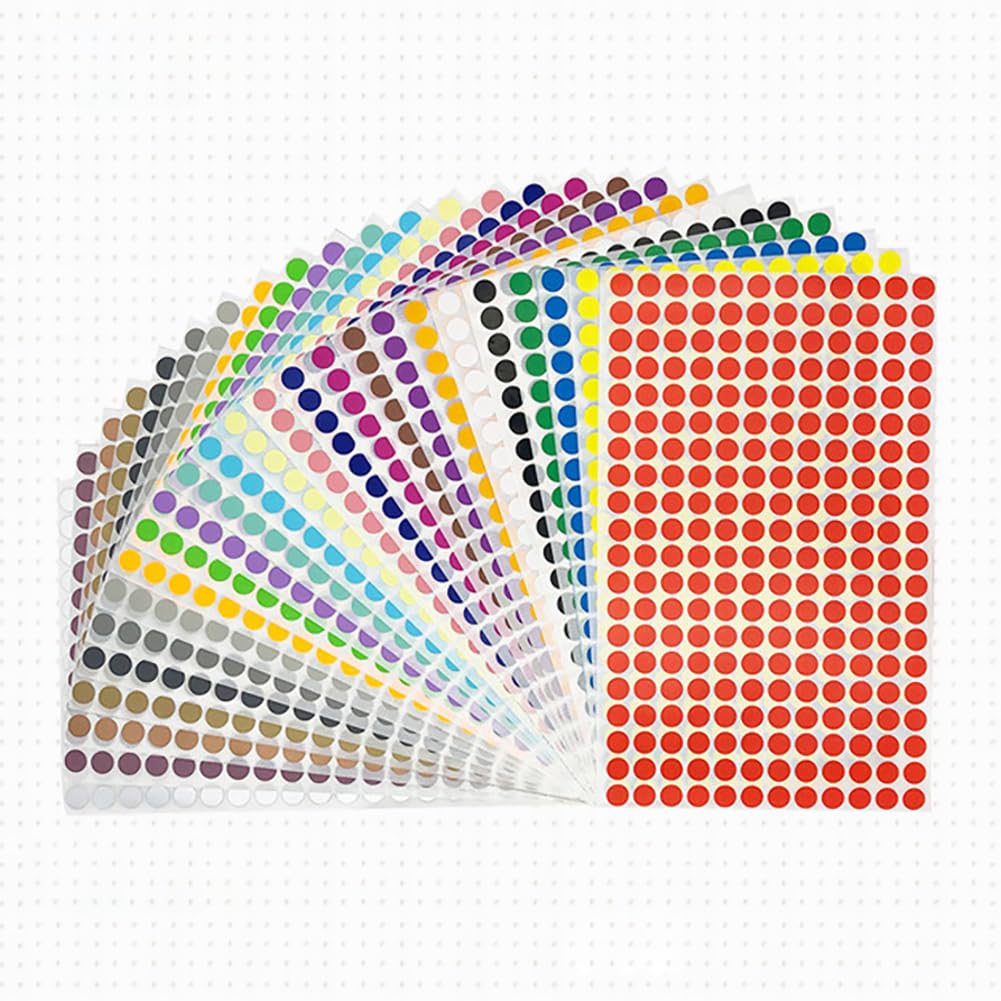 4500 Pcs 6mm Colored Dot Stickers Adhesive Color Code Stickers Small Circle Stickers Color Coding Labels Round Stickers Labels Garage Sale Price Stickers White