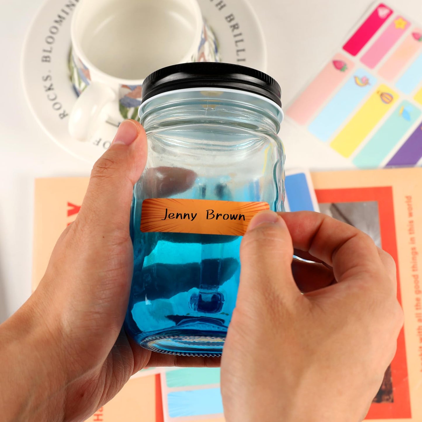Waterproof Removable Labels Name Stickers - 360Pcs Handwrite Labels for Water Bottles,Kids School Supplies,Camp Gears Daycare and Storage Bins Comic