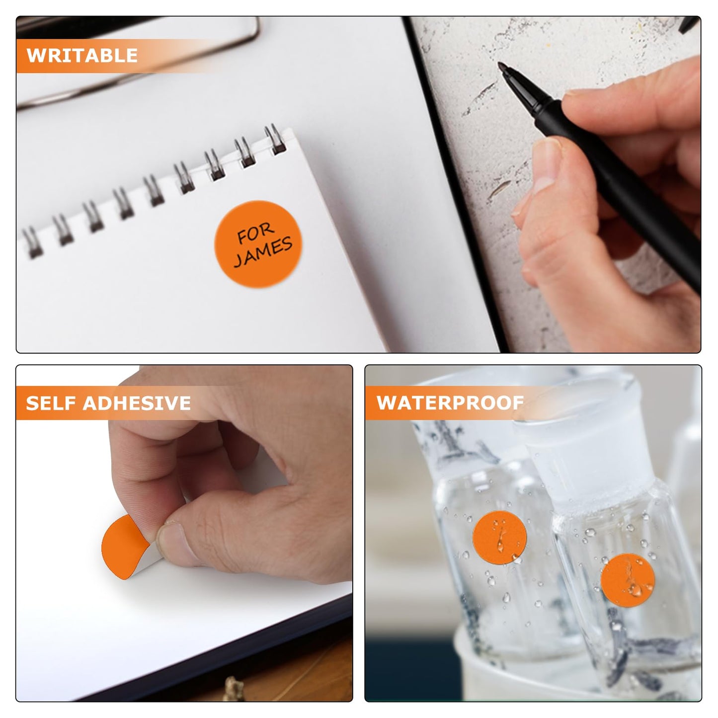 Orange Round Stickers 0.5 Inch Color Coding Dot Label Circle Waterproof Self-Adhesive File Classification Sticker Roll of 1000 Labels Orange