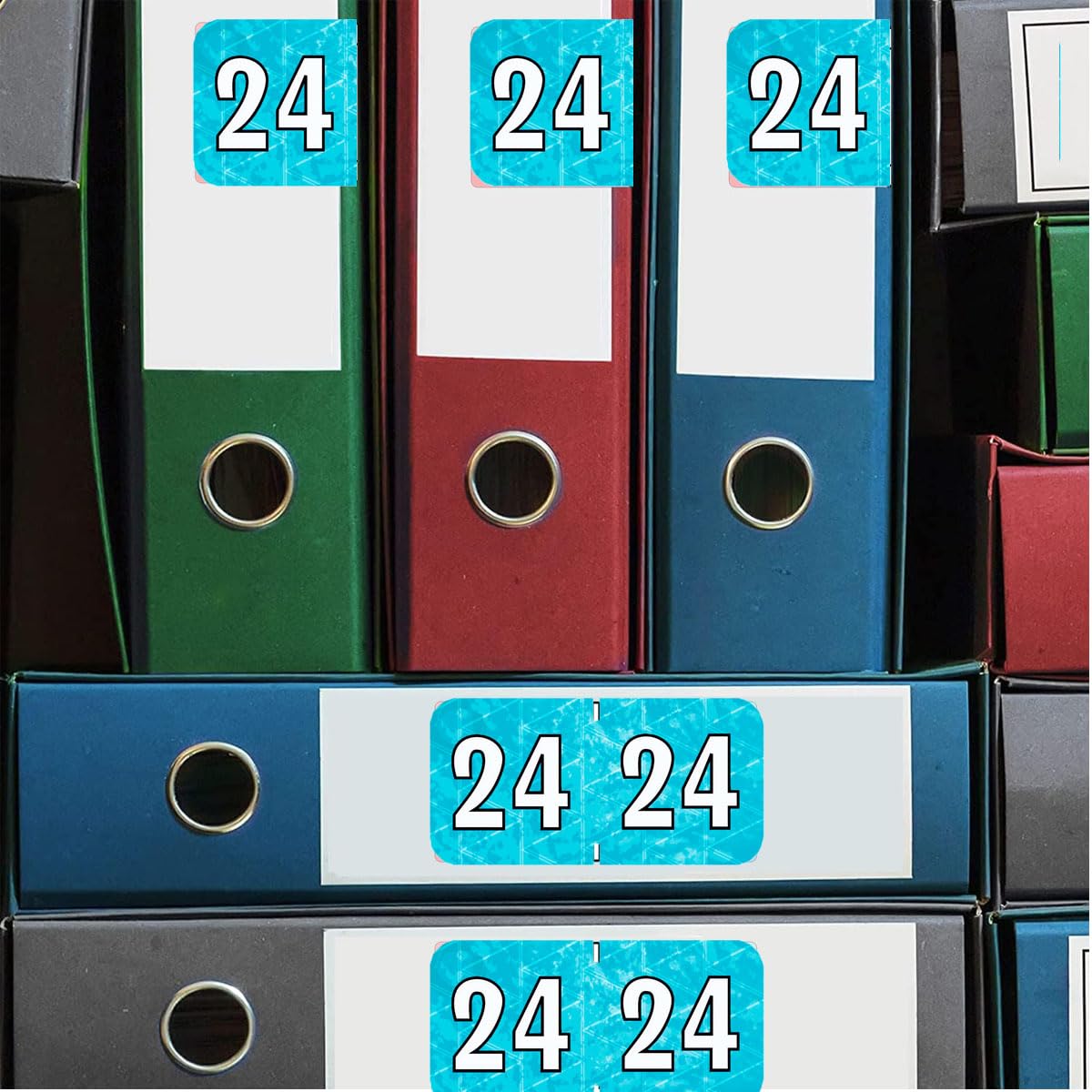 500 Pieces 2024 Year Stickers File Folder Labels 3/4" x 1 1/2" Rectangle Coded Colored Self-Adhesive for Tab File Folders Office Supplies (Blue, White)